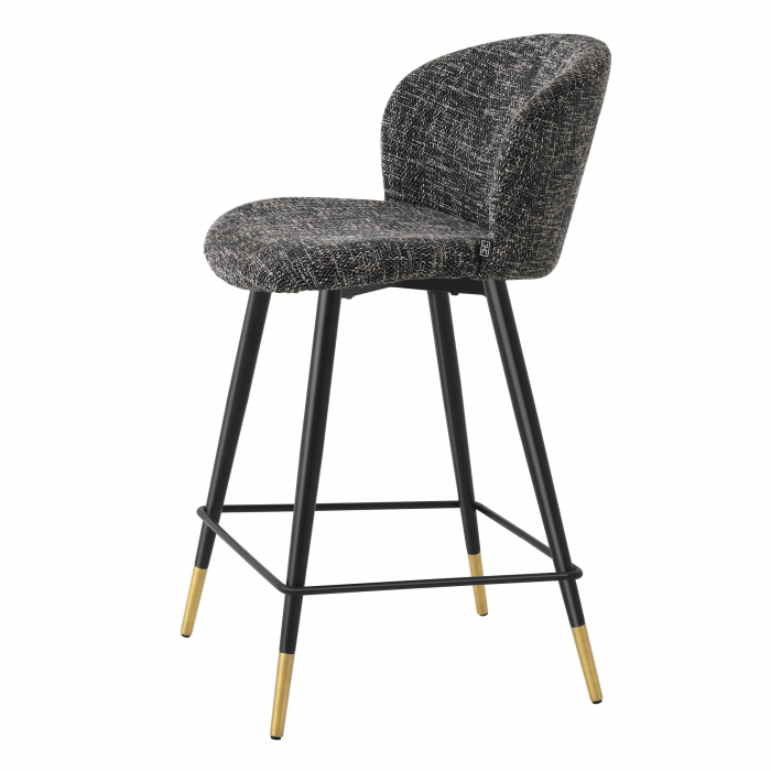 Scaun bar lux Volante 65 cm textil bej/negru, picioare negre cu auriu otel | Eichholtz - 115741 [3]