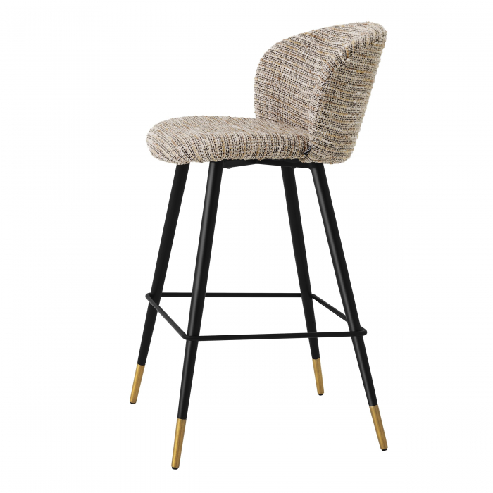 Scaun bar lux Volante 77 cm textil bej/negru, picioare negre cu auriu otel | Eichholtz - 115736 [9]