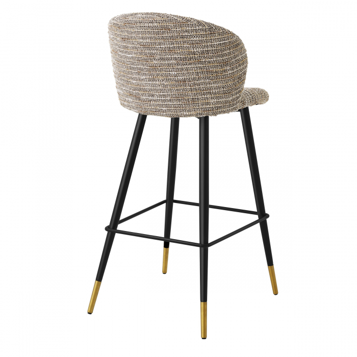 Scaun bar lux Volante 77 cm textil bej/negru, picioare negre cu auriu otel | Eichholtz - 115736 [8]