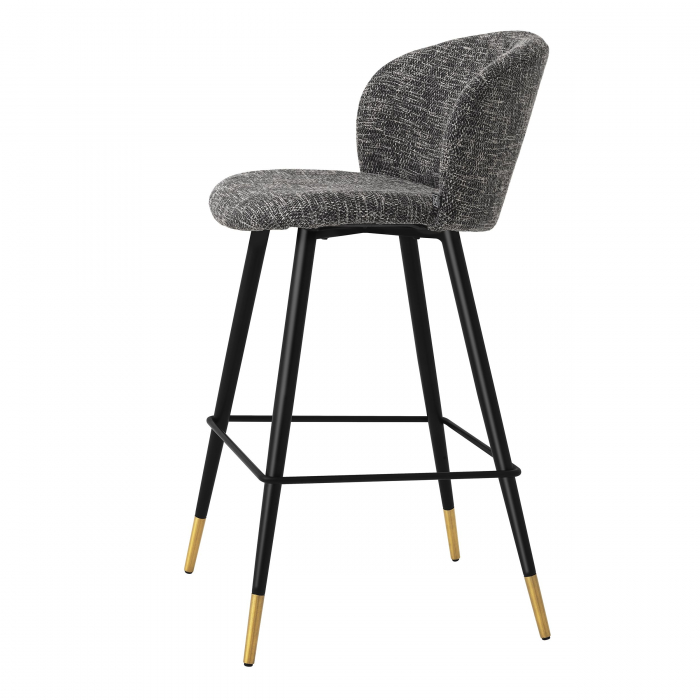 Scaun bar lux Volante 77 cm textil bej/negru, picioare negre cu auriu otel | Eichholtz - 115736 [4]