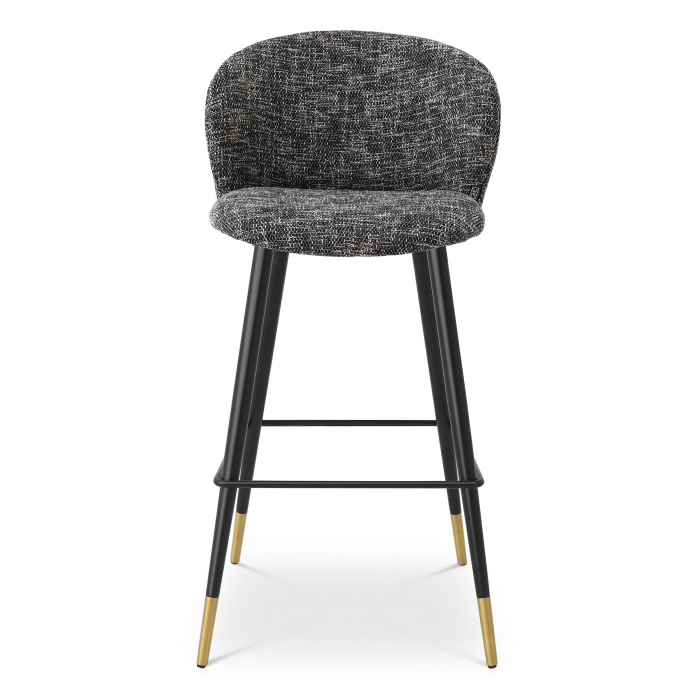 Scaun bar lux Volante 77 cm textil bej/negru, picioare negre cu auriu otel | Eichholtz - 115736 [2]