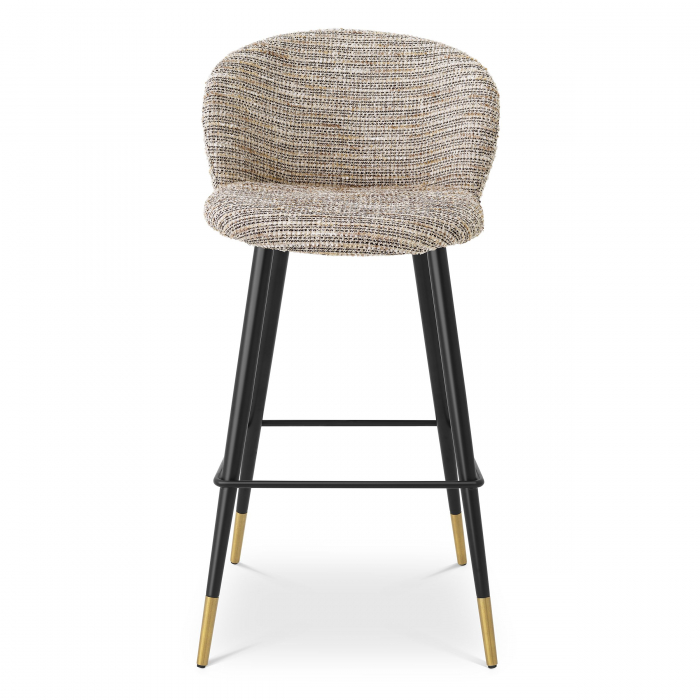 Scaun bar lux Volante 77 cm textil bej/negru, picioare negre cu auriu otel | Eichholtz - 115736 [7]