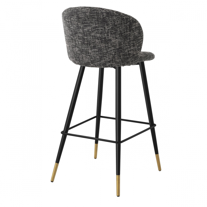 Scaun bar lux Volante 77 cm textil bej/negru, picioare negre cu auriu otel | Eichholtz - 115736 [3]