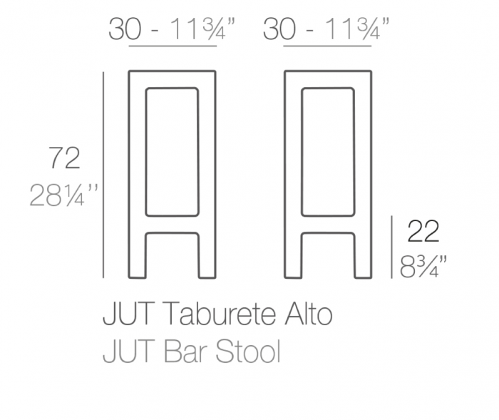 Scaun bar patrat pt. gradina/terasa Jut 30x30x72 cm, polipropilena, design minimalist, 44412 - Vondom [5]
