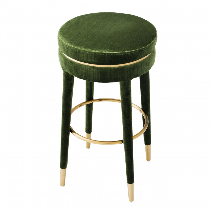 Scaun bar rotund fara brate Parisian 78 cm catifea albastra/verde, detalii aurii | Eichholtz - 113719 [7]