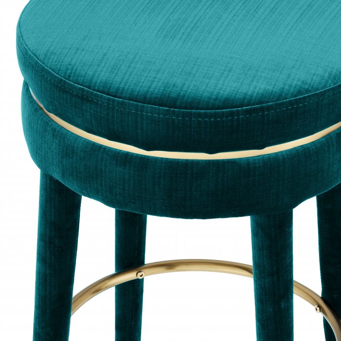 Scaun bar rotund fara brate Parisian 78 cm catifea albastra/verde, detalii aurii | Eichholtz - 113719 [4]
