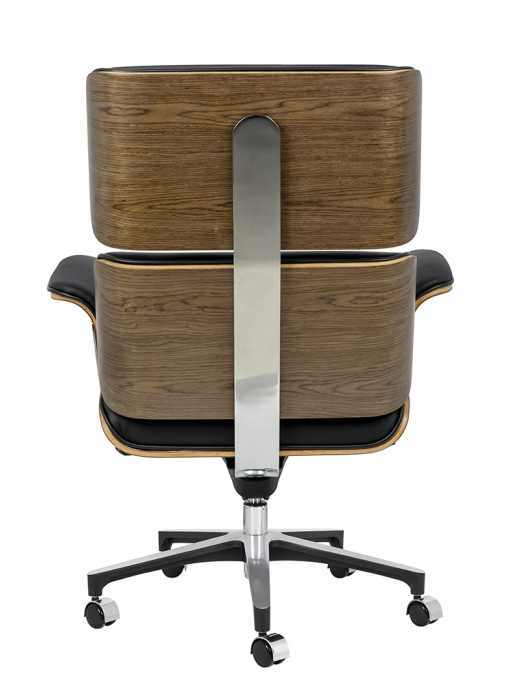 Scaun birou directorial lux Business, piele italiana neagra, lemn nuc, baza metalica, YS-6809.BLACK.WALNUT - King [3]