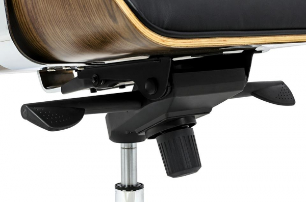 Scaun birou directorial lux Business, piele italiana neagra, lemn nuc/frasin,trandafir, baza metalica, YS-6809.BLACK.WALNUT - King [7]