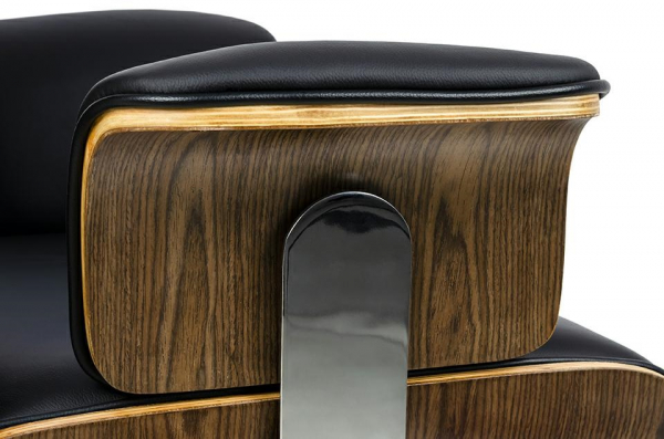 Scaun birou directorial lux Business, piele italiana neagra, lemn nuc/frasin,trandafir, baza metalica, YS-6809.BLACK.WALNUT - King [6]
