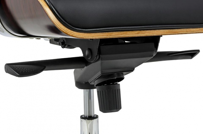 Scaun birou directorial lux Business, piele italiana neagra, lemn nuc/frasin,trandafir, baza metalica, YS-6809.BLACK.WALNUT - King [24]