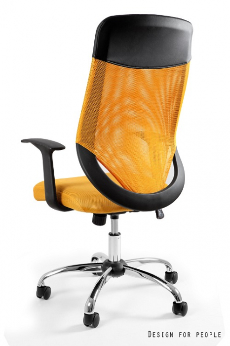 Scaun birou diverse culori Mobi Plus, sezut tapitat cu membrana, spatar tip mesh, tetiera piele ecologica, baza metal cromat, inaltime reglabila, W-952- - Unique [8]
