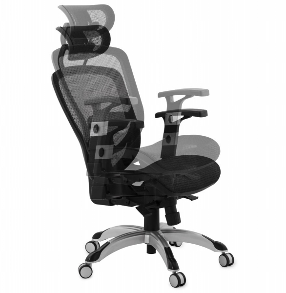 Scaun birou ergonomic premium Katrina negru cu tetiera reglabila, spatar mesh / baza crom, OC00300BL - Kokoon [18]