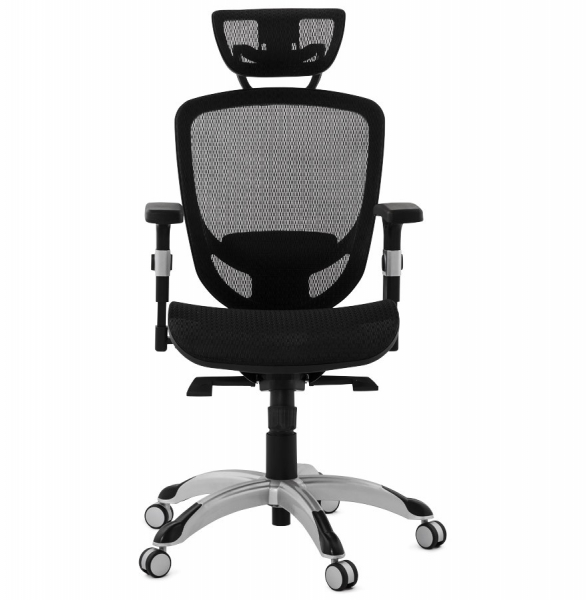 Scaun birou ergonomic premium Katrina negru cu tetiera reglabila, spatar mesh / baza crom, OC00300BL - Kokoon [2]