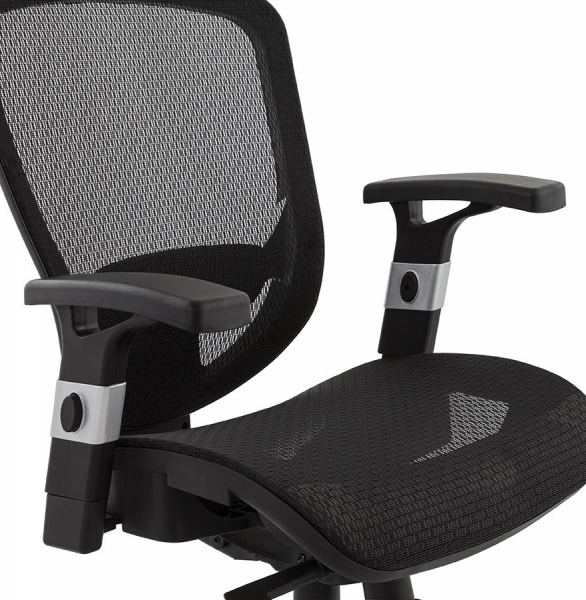 Scaun birou ergonomic premium Katrina negru cu tetiera reglabila, spatar mesh / baza crom, OC00300BL - Kokoon [7]