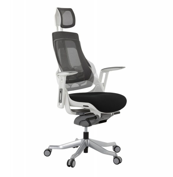 Scaun birou ergonomic premium SALYUT alb cu negru mesh / polipropilena / aluminiu, OC00320BL - Kokoon [17]
