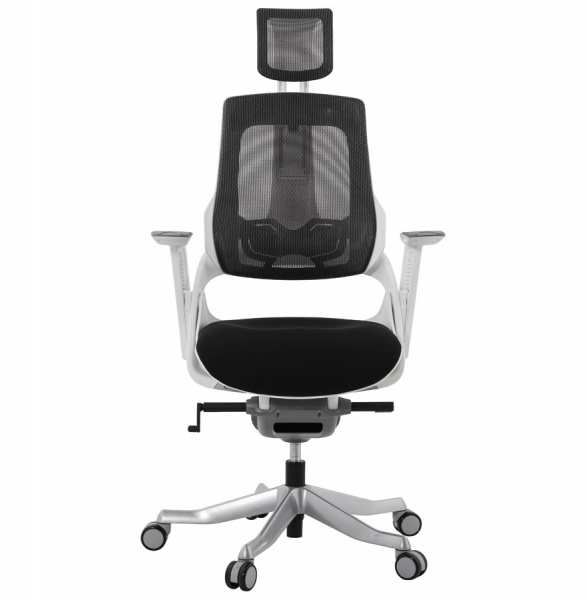Scaun birou ergonomic premium SALYUT alb cu negru mesh / polipropilena / aluminiu, OC00320BL - Kokoon [2]