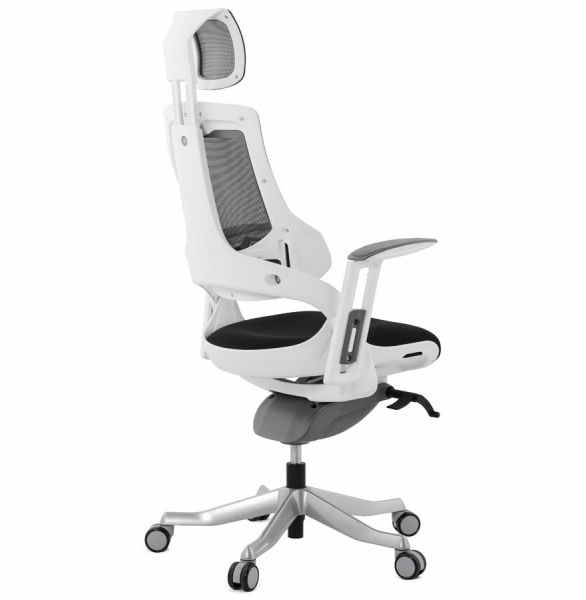 Scaun birou ergonomic premium SALYUT alb cu negru mesh / polipropilena / aluminiu, OC00320BL - Kokoon [4]