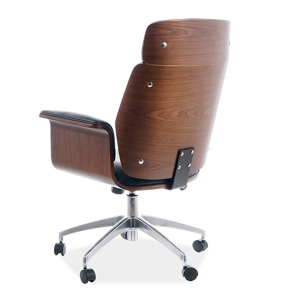 Scaun birou executiv Bahar spatar lemn nuc, tapiterie piele ecologica neagra, design lux, OBROREGONCOR - Signal [2]