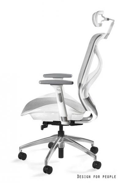 Scaun birou gri Hero White / Mesh, baza din aluminiu, cadru alb, spatar, tetiera si sezut mesh, inaltime si adancime reglabile, ZM-6661-W-NWH-8 - Unique [2]