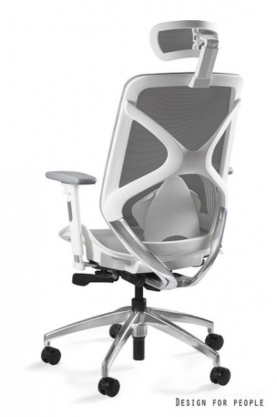 Scaun birou gri Hero White / Mesh, baza din aluminiu, cadru alb, spatar, tetiera si sezut mesh, inaltime si adancime reglabile, ZM-6661-W-NWH-8 - Unique [3]