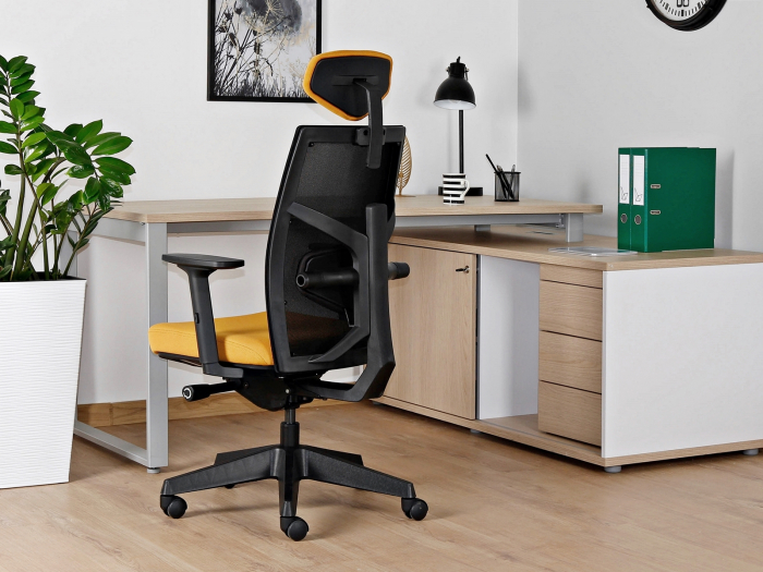 Scaun birou premium ajustabil diverse culori Tune, spatar tip mesh, sezut si tetiera material textil, 139Y-MESH4-BL418 - Unique [5]