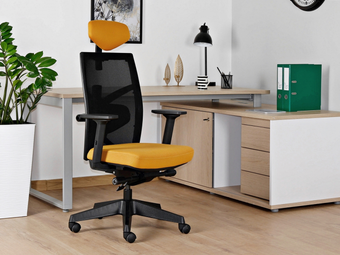 Scaun birou premium ajustabil diverse culori Tune, spatar tip mesh, sezut si tetiera material textil, 139Y-MESH4-BL418 - Unique [4]