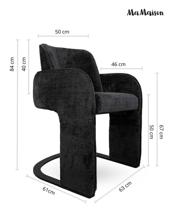Scaun Bora 63x61x84 cm, Negru - MaMaison [9]