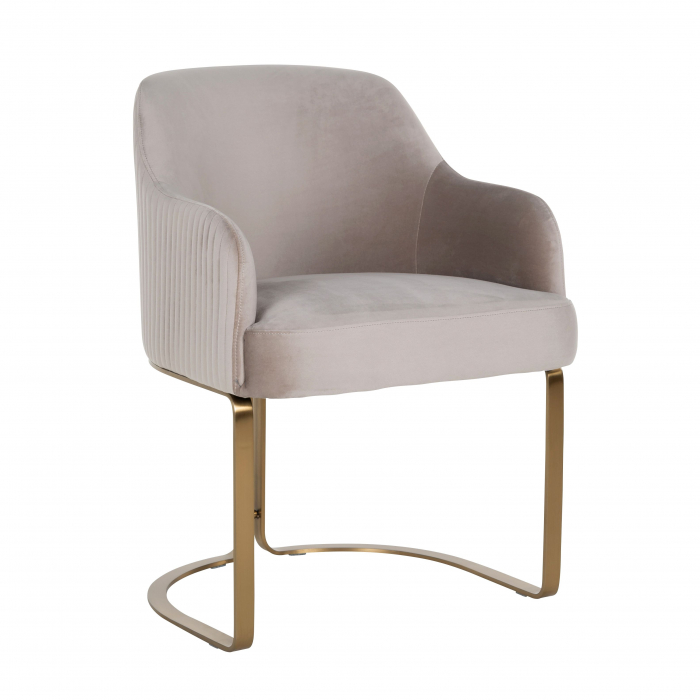 Scaun catifea lux Rados antracit/bej/gri, cadru otel inoxidabil auriu, cu brate, S4492 STONE VELVET - Richmond Interiors [13]