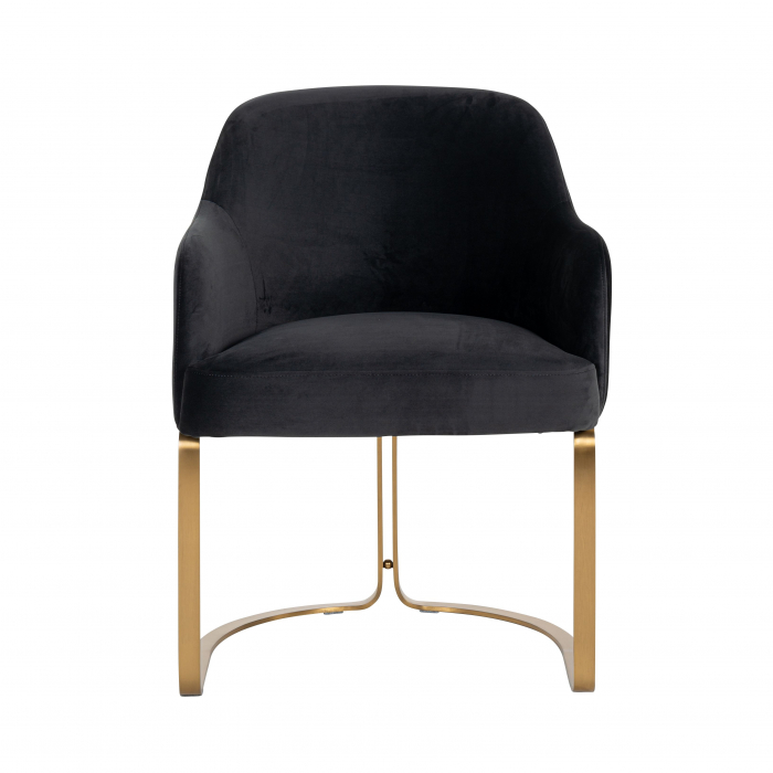 Scaun catifea lux Rados antracit/bej/gri, cadru otel inoxidabil auriu, cu brate, S4492 STONE VELVET - Richmond Interiors [15]