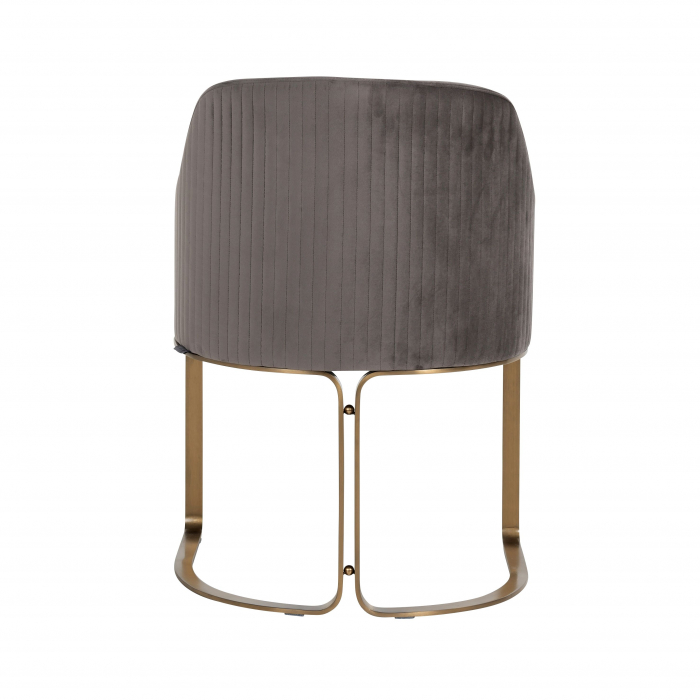 Scaun catifea lux Rados antracit/bej/gri, cadru otel inoxidabil auriu, cu brate, S4492 STONE VELVET - Richmond Interiors [5]