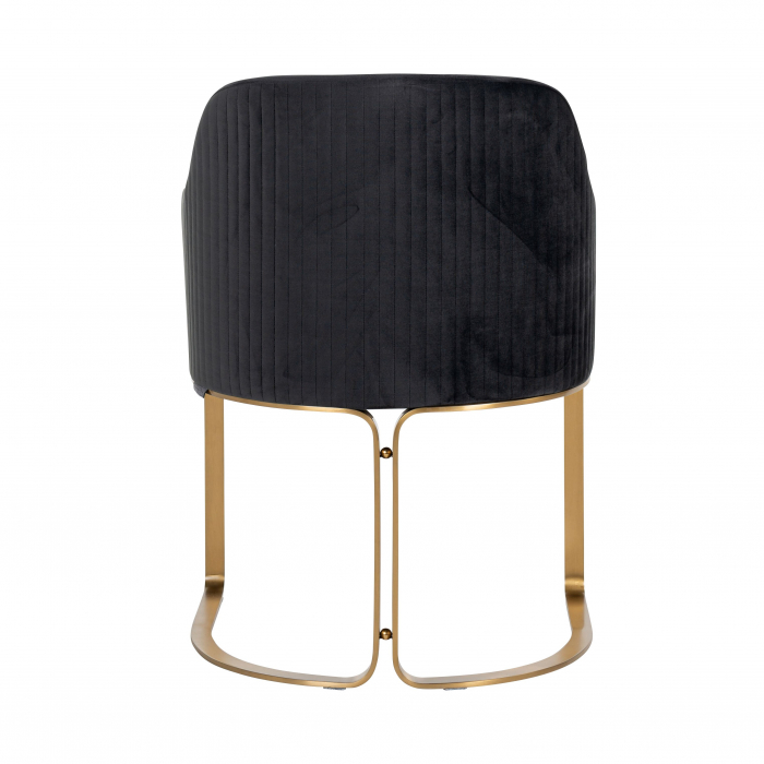 Scaun catifea lux Rados antracit/bej/gri, cadru otel inoxidabil auriu, cu brate, S4492 STONE VELVET - Richmond Interiors [19]