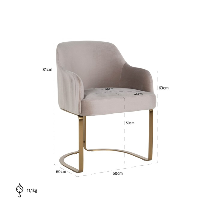 Scaun catifea lux Rados antracit/bej/gri, cadru otel inoxidabil auriu, cu brate, S4492 STONE VELVET - Richmond Interiors [20]