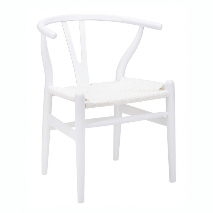 Scaun clasic alb Saku Premium cu spatar rotunjit din lemn masiv, sezut impletit, DC-541.WHITE - King [8]