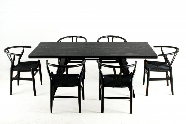 Scaun clasic negru Saku Premium cu spatar rotunjit din lemn masiv, sezut impletit, DC-541.BLACK.NATURAL - King [16]