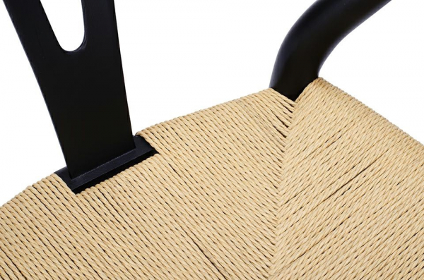 Scaun clasic negru Saku Premium cu spatar rotunjit din lemn masiv, sezut impletit, DC-541.BLACK.NATURAL - King [5]