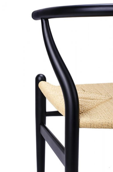 Scaun clasic negru Saku Premium cu spatar rotunjit din lemn masiv, sezut impletit, DC-541.BLACK.NATURAL - King [4]