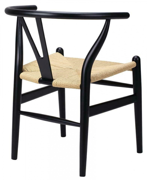 Scaun clasic negru Saku Premium cu spatar rotunjit din lemn masiv, sezut impletit, DC-541.BLACK.NATURAL - King [2]