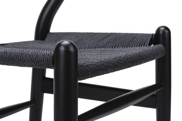 Scaun clasic negru Saku Premium cu spatar rotunjit din lemn masiv, sezut impletit, DC-541.BLACK.NATURAL - King [14]