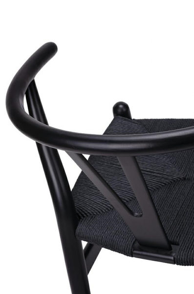 Scaun clasic negru Saku Premium cu spatar rotunjit din lemn masiv, sezut impletit, DC-541.BLACK.NATURAL - King [12]