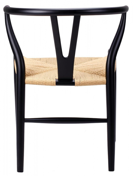 Scaun clasic negru Saku Premium cu spatar rotunjit din lemn masiv, sezut impletit, DC-541.BLACK.NATURAL - King [3]
