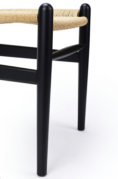 Scaun clasic negru Saku Premium cu spatar rotunjit din lemn masiv, sezut impletit, DC-541.BLACK.NATURAL - King [6]