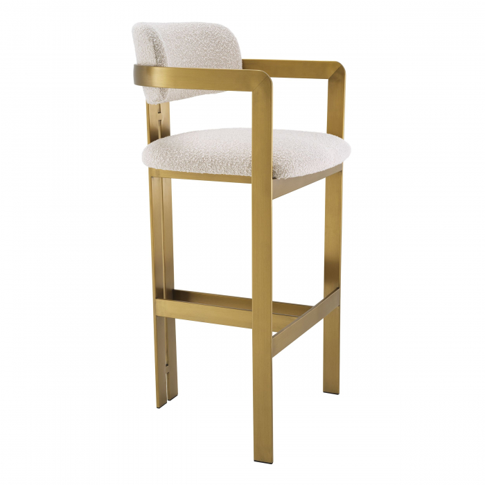   Scaun de bar Donato finisaj din alamă periată bouclé crem 115048 EICHHOLTZ [3]
