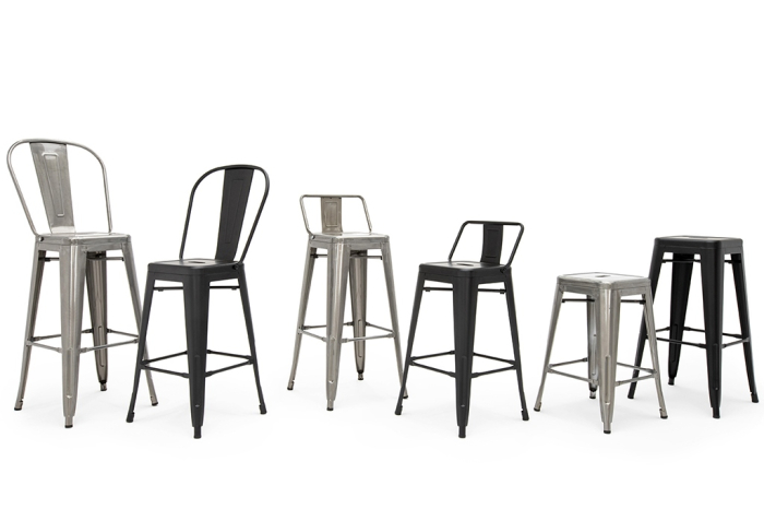 Scaun de Bar Tower Big Back 43x43x117 cm, Metal Lacuit - King Home [11]