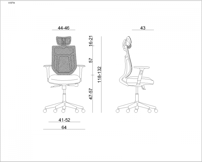 Scaun de birou ajustabil negru Vista, spatar si tetiera tip mesh, GM02-1H-4 - Unique [4]