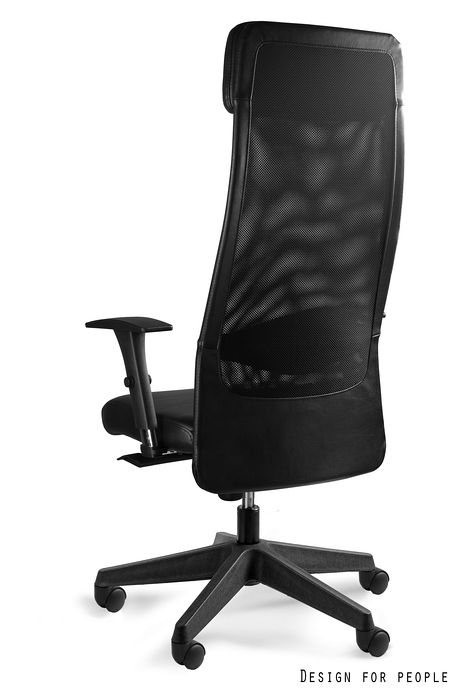 Scaun de birou Ares Soft, tapiterie sezut si tetiera piele ecologica/naturala neagra/bej, baza plastic, inaltime reglabila, cu cotiere ajustabile, S569-HL-4 - Unique [2]
