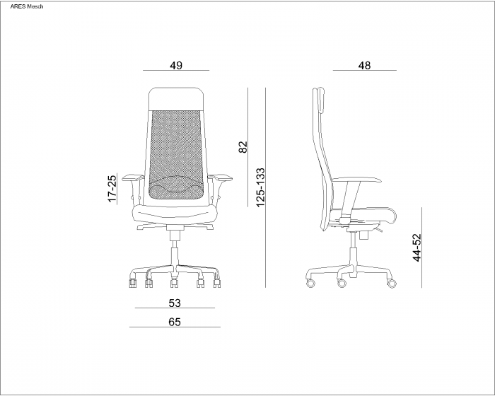 Scaun de birou Ares Mesh, tapiterie sezut si tetiera material textil diverse culori, baza plastic, inaltime reglabila, cu cotiere ajustabile, S569-BL418 - Unique [4]