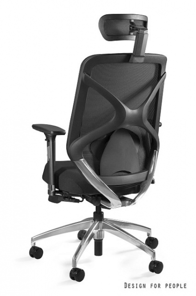 Scaun de birou negru Hero Black / Fabric, baza din aluminiu, cadru negru, spatar si tetiera mesh, sezut material textil, inaltime si adancime reglabile, ZM-6661-B-BLH - Unique [3]