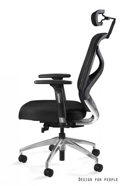 Scaun de birou negru Hero Black / Fabric, baza din aluminiu, cadru negru, spatar si tetiera mesh, sezut material textil, inaltime si adancime reglabile, ZM-6661-B-BLH - Unique [2]