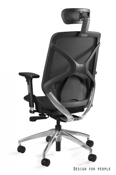 Scaun de birou negru Hero Black / Mesh baza din aluminiu, cadru negru, spatar, tetiera si sezut mesh, inaltime si adancime reglabile, ZM-6661-B-NWH-4 - Unique [3]