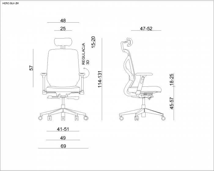 Scaun de birou gri Hero White / Fabric baza din aluminiu, cadru alb, spatar si tetiera mesh, sezut material textil, inaltime si adancime reglabile, ZM-6661-W-BLH- - Unique [4]